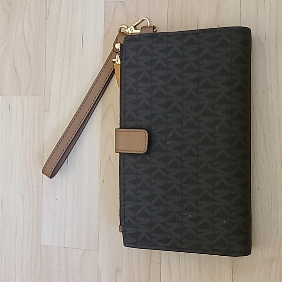 NWOT Michael Kors Jet Set Signature MK Logo Brown Double Zip Wristlet/Wallet - Picture 4 of 11